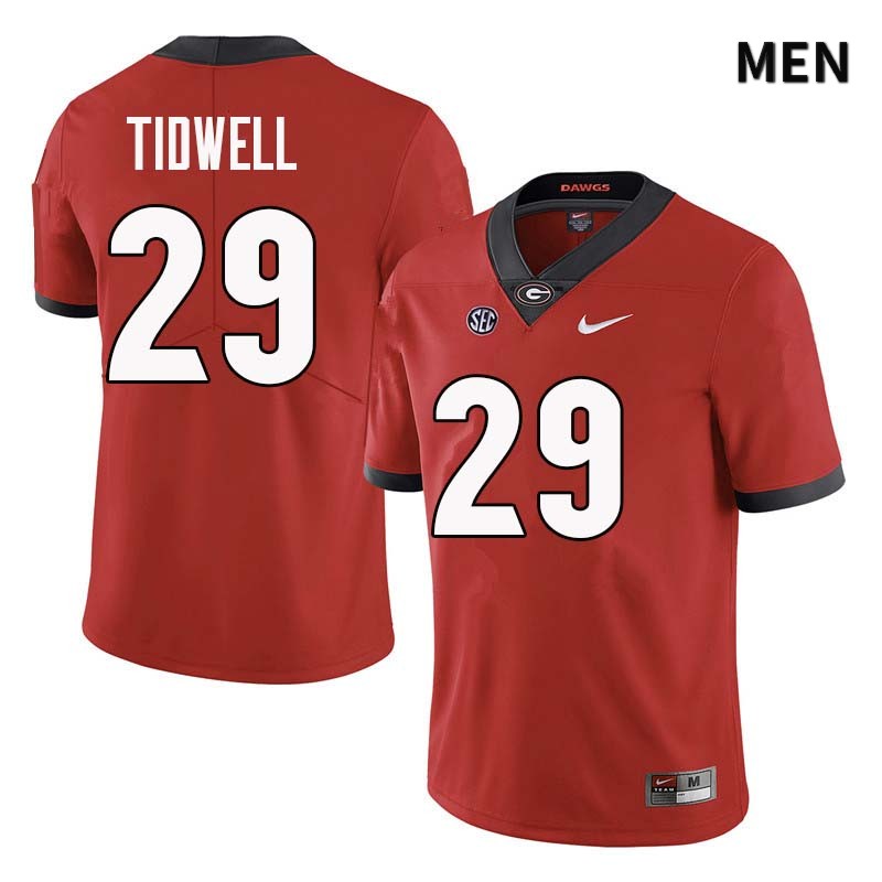 Georgia Bulldogs Men's Lofton Tidwell #29 Red Stitched College UGA Football Jersey 23QV014PT